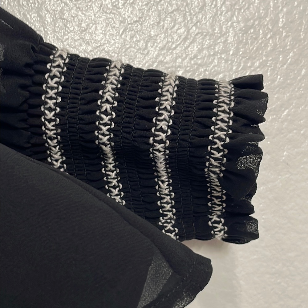KARL LAGERFELD Black Ruffled Bib Collar Blouse - Picture 3 of 7